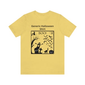 Funny 'Generic Halloween Shirt' / Old School Vintage Design - Spooky Ghost, Scary Witch, Black Cat & Bats / BOO! / Unisex Short Sleeve Tee image 9