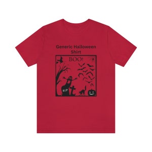 Funny 'Generic Halloween Shirt' / Old School Vintage Design - Spooky Ghost, Scary Witch, Black Cat & Bats / BOO! / Unisex Short Sleeve Tee image 8