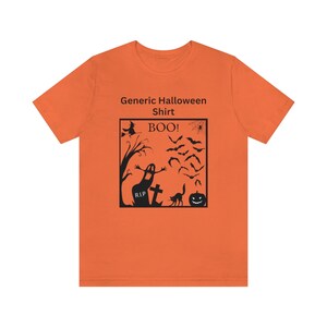 Funny 'Generic Halloween Shirt' / Old School Vintage Design - Spooky Ghost, Scary Witch, Black Cat & Bats / BOO! / Unisex Short Sleeve Tee image 7