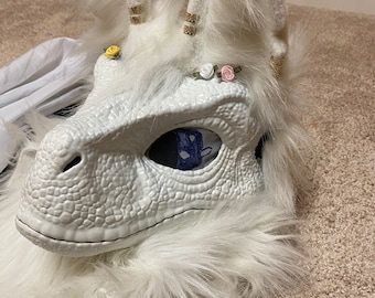 White dragon dinomask fursuit head