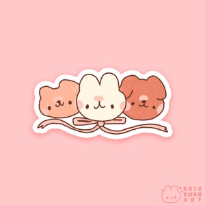Crayon Animal Trio Vinyl Sticker | Die-Cut Glossy Vinyl Sticker | 3”