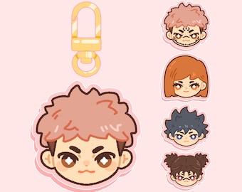 JJK Anime Chibi Sorcerers Acrylic Keychain | Double-Sided Kawaii Acrylic Charm | Keychain | Phone Charm | 1&quot;-2”