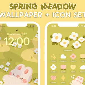 Spring Meadow Wallpaper + Icon Set | Wallpaper, Icons, and Widgets for iPhone, Android, and Tablet | Cute Phone Theme