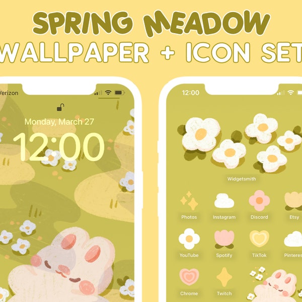 Spring Meadow Wallpaper + Icon Set | Wallpaper, Icons, and Widgets for iPhone, Android, and Tablet | Cute Phone Theme