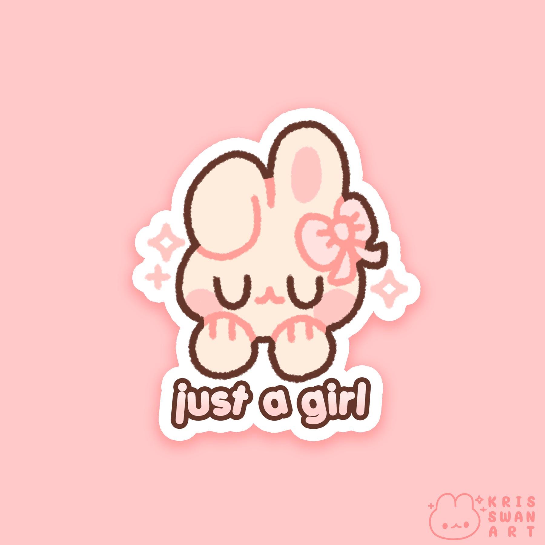 Girl Text Sticker Just A Girl (text) Sticker | Waterproof Matte Vinyl (2.5