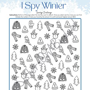 8.5x 11 I Spy Winter Savings Challenge |Printable Savings Challenge| Fun Savings Challenge| Digital Print