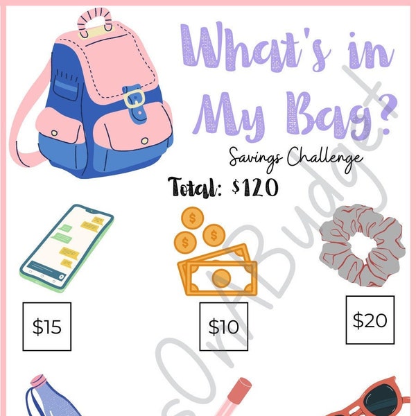 A6 120 What's in my Bag Mini Savings Challenge | A6 Cash Envelopes/Binders| Simple Printable Savings Challenge