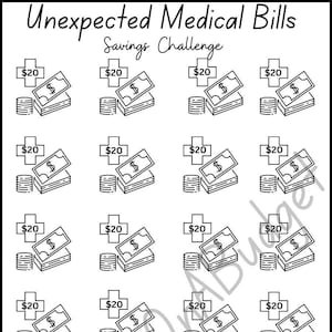 A6 Unexpected Medical Bills Savings Challenge |For A6 Cash Envelopes/Binders| Printable Savings Challenge | Digital Print