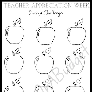 A6 Teacher Appreciation Week Savings Challenge |For A6 Cash Envelopes/Binders| Printable Savings Challenge | Digital Print