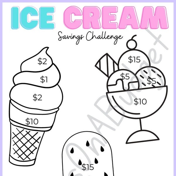 A6 Ice Cream Savings Challenge |For A6 Cash Envelopes/Binders| Printable Savings Challenge| Mini Savings Challenge | Digital Print