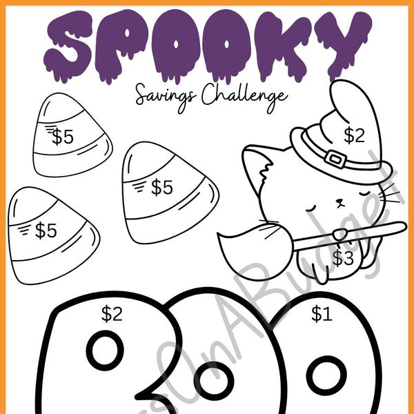 A6 Spooky Savings Challenge | Pour enveloppes/classeurs A6 Cash | Défi d'épargne imprimable | Mini défi d'épargne | Impression numérique