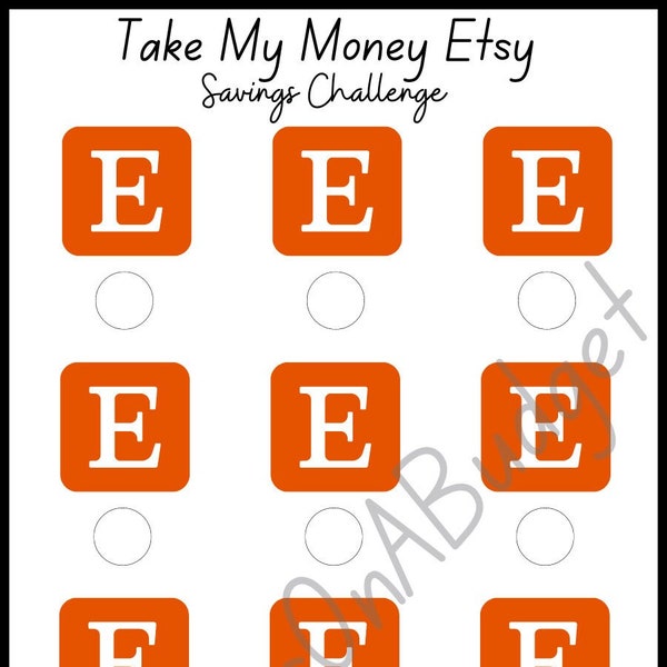 A6 Take My Money Etsy Savings Challenge | For A6 Cash Envelopes/Binders| Printable Savings Challenge