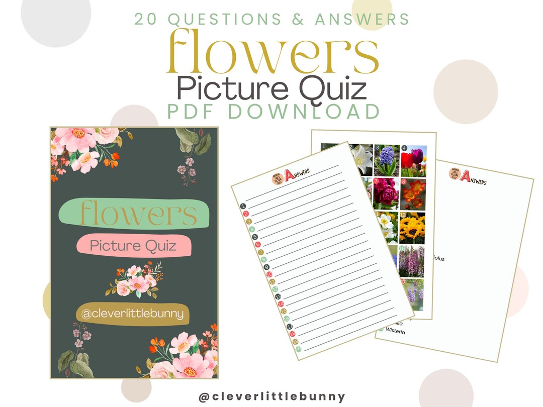 Flowers Picture Quiz Marathon Round Table Top Quiz Round Etsy