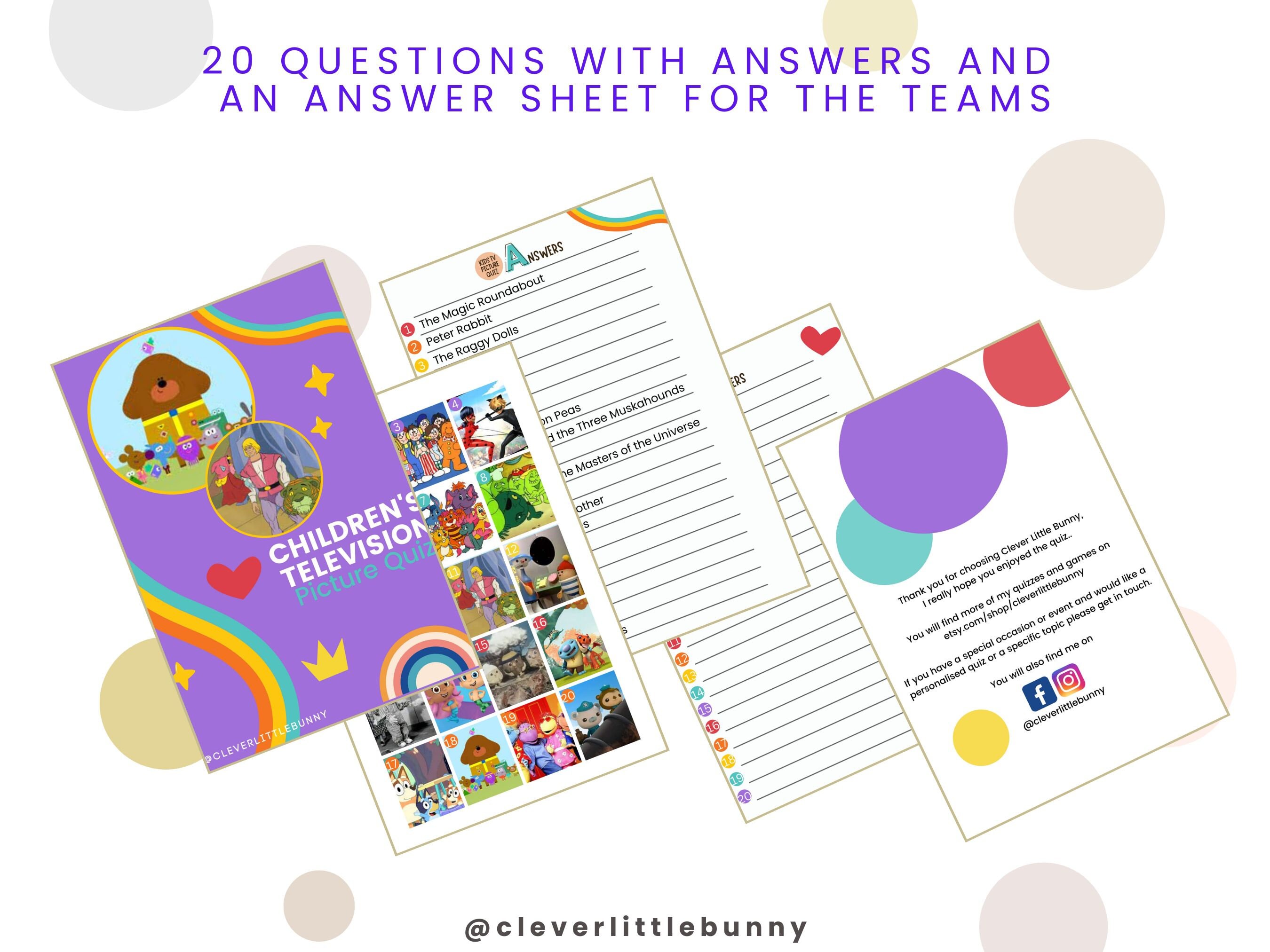 Children's TV Picture Quiz, Picture Quiz Round, PDF Printable Download ...