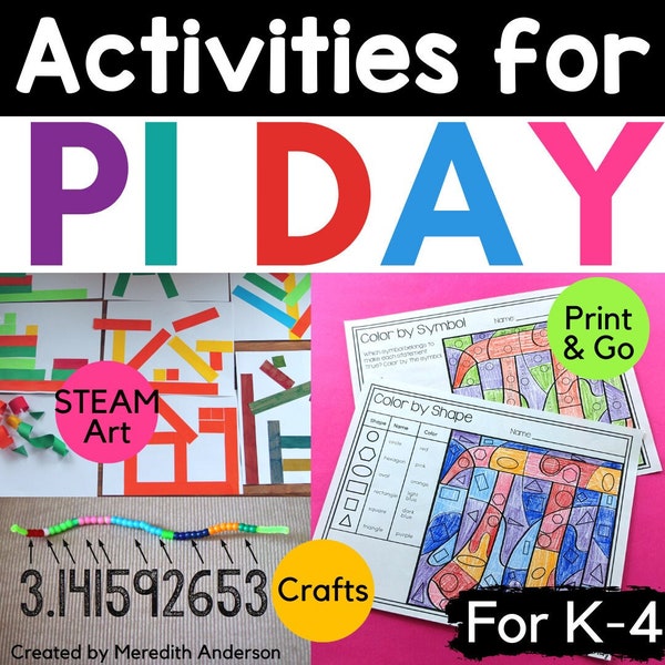 Pi Day Activities for Elementary Students Includes Craft Art Hands-On Math