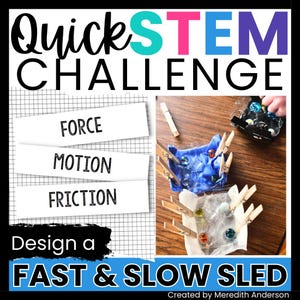 Sled STEM Challenge Force and Motion Winter Science Activity with Friction Hands-on Homeschool STEM