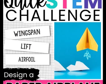 Desafío STEM de avión de papel Actividad sencilla de ingeniería de papel para niños que sigue el proceso de diseño de ingeniería