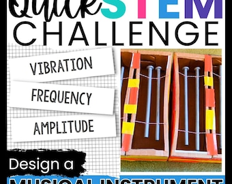 Desafío STEAM de instrumentos musicales Proyecto de desafío de diseño de ingeniería de sonido Actividad STEM para niños