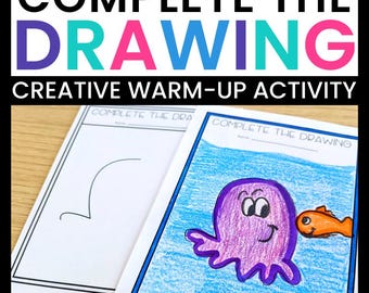 Actividad de calentamiento de creatividad, arte y STEM Completa el dibujo