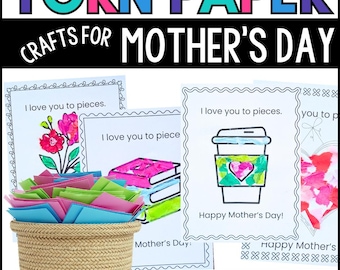 Torn Paper Craft Card for Mother's Day Editable Pages I love you to pieces