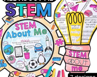 All About Me STEM Activity Get to Know Your Students in STEM and STEAM Light Bulb and Gear Design for the Makerspace Engineering for Kids