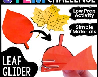 Actividad científica STEM de otoño: planeador de hojas, avión de papel, desafío de física de fuerza y movimiento, preparación baja