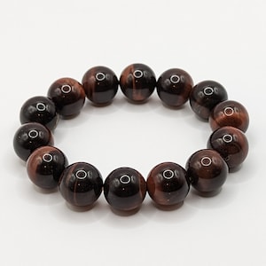 Beautiful cat&#39;s eye bracelet with very large dark brown cat&#39;s eye beads (14.5mm in diameter, 16cm length, adjustable)