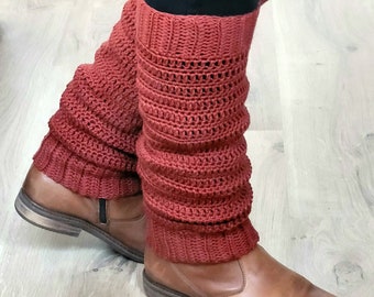 Jambières ou guêtres en laine au crochet et tricot