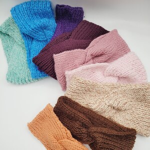 Large MOHAIR hairband colored in soft wool knit • mohair wool headband • women&#39;s hairband • snow ski headband