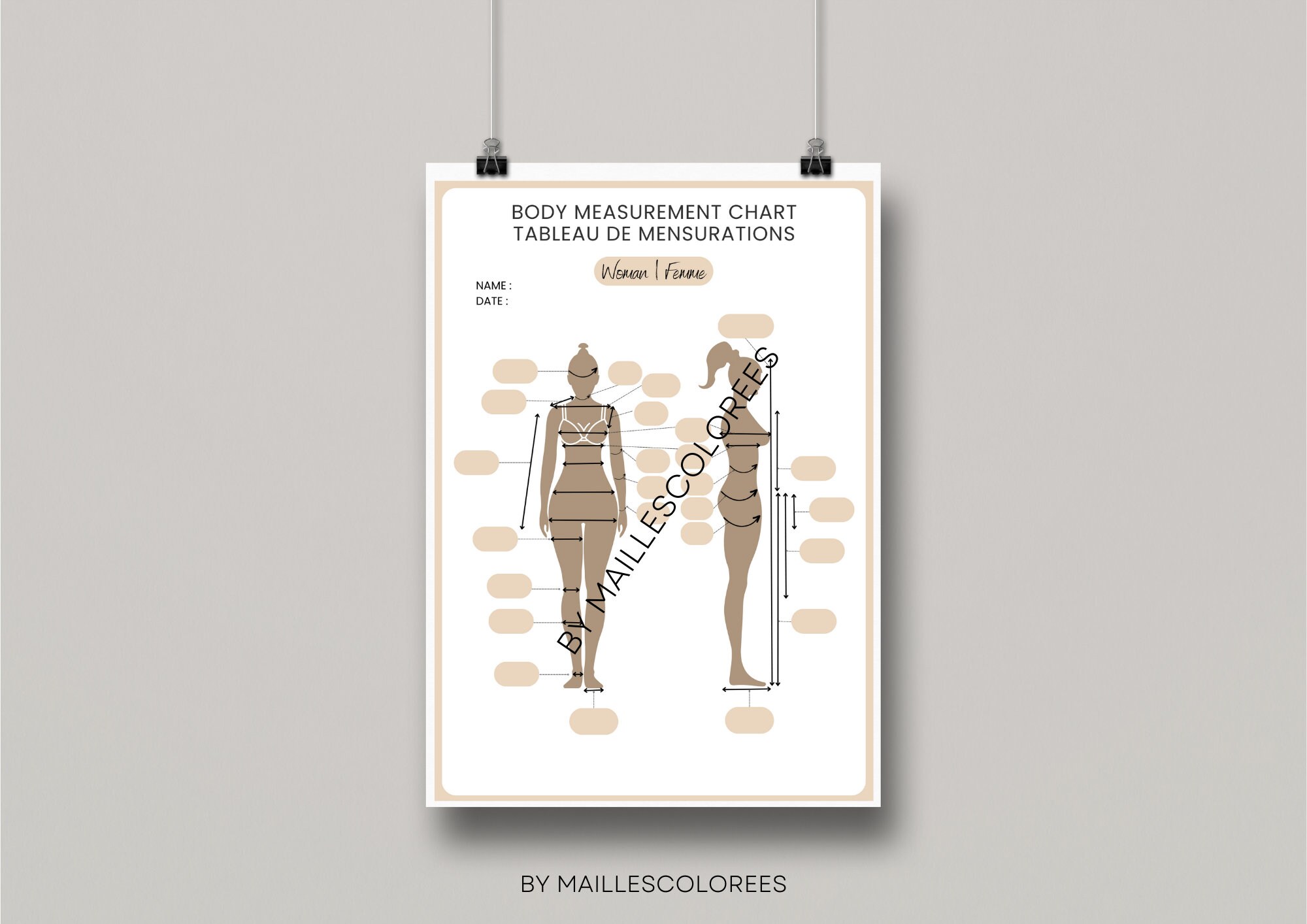 WOMEN Body Measurements Sheet, Printable Measurements Chart, Printable ...