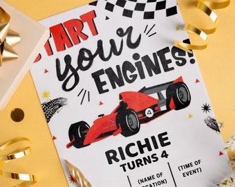 Race Car Birthday Invitation -Race Car Invitation, Race Car Theme Party, Car Invitation, Boys Birthday Invitation, Editable Instant Download