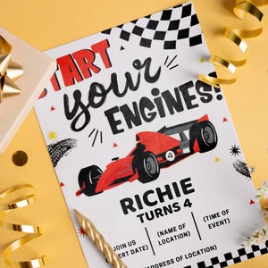 Race Car Birthday Invitation -Race Car Invitation, Race Car Theme Party, Car Invitation, Boys Birthday Invitation, Editable Instant Download