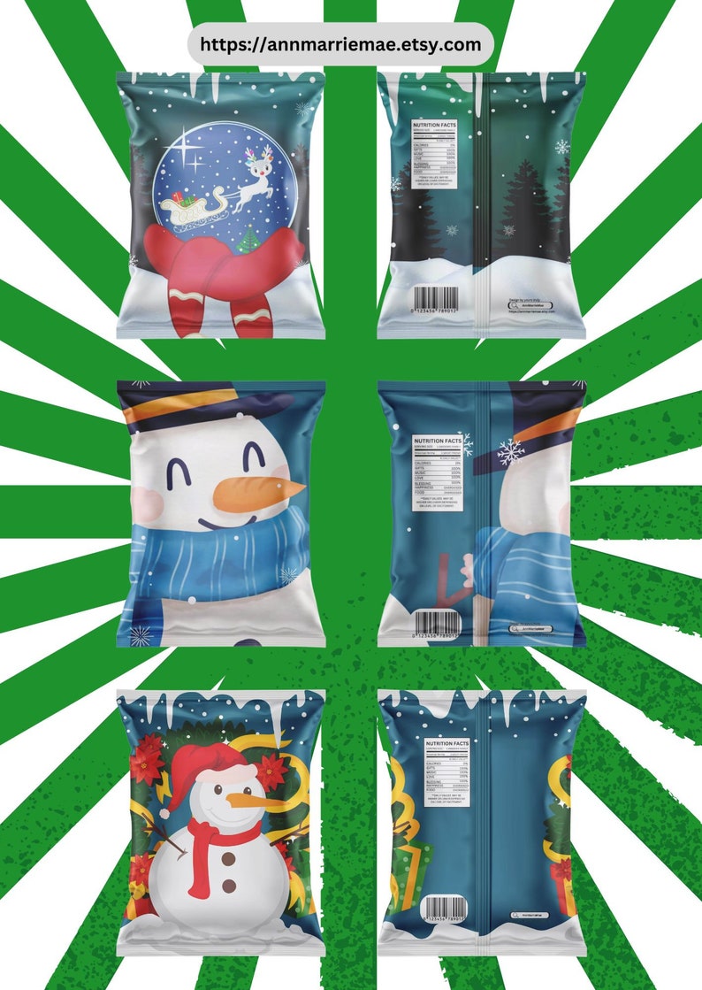 10 Design's Christmas Chip Bags EDITABLE Christmas Wrapper Template