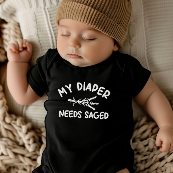 My Diaper Needs Saged Bodysuit, Creepy Cute Goth Baby Clothes, Witch Baby Shower, Spooky Season New Baby Gift, Creepy Mom Life