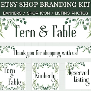 Minimalist Greenery Etsy Shop Kit, Botanical Etsy Branding Kit For Etsy Sellers, Plant Etsy Banner, Etsy Store Templates,