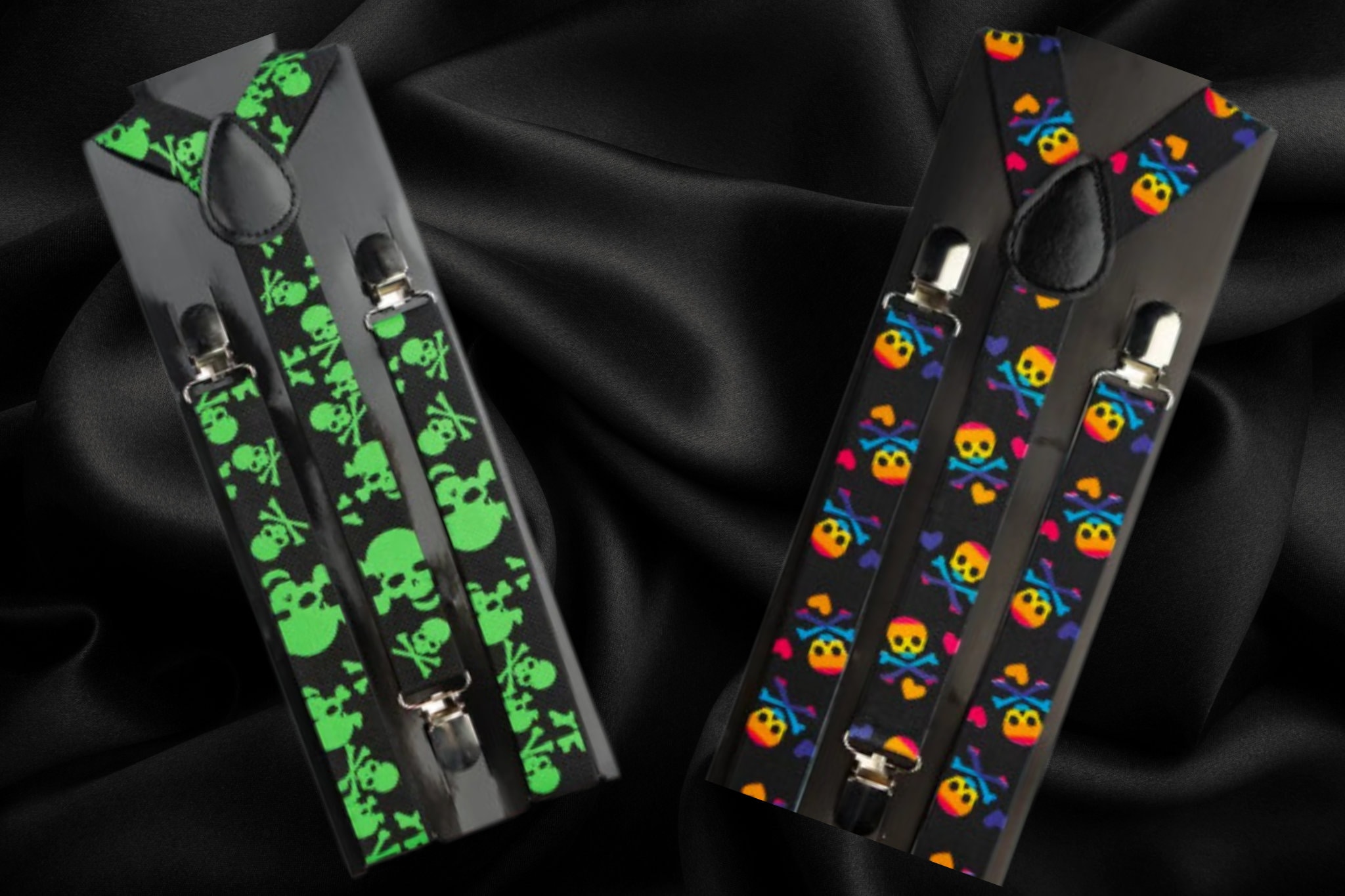 Skull and Crossbones Suspenders Skull Rainbow and Hearts Etsy