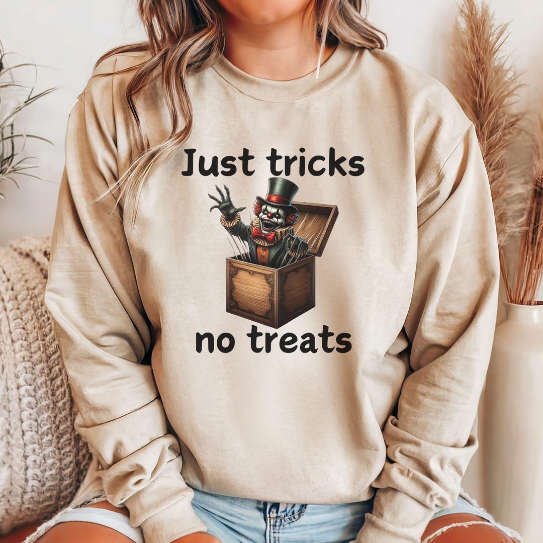 Trick or Treat Evil Clown Jack in the Box Sweatshirt, Seasonal