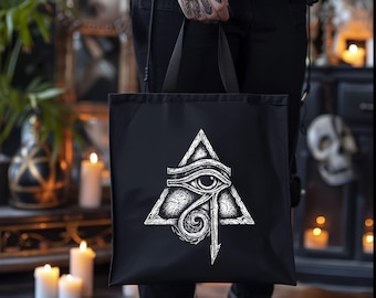 Eye Of Horus Tote Bag, Goth Gift And Witch Gift, Egyptian God Gothic Accessories, Macabre Occult Bag And Witchy Stuff, Egyptian Mythology