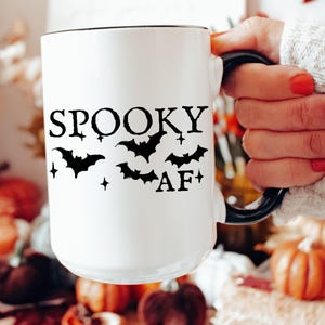 Spooky AF Coffee Mug, Spooky Season Witchy Mug, Creepy Cute Bats Halloween Mug, Witchy Stuff
