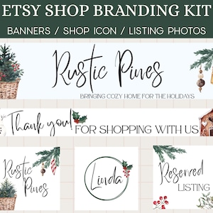 Rustic Christmas Etsy Shop Kit, Holiday Etsy Branding Kit For Etsy Sellers, Etsy Banner, Etsy Store Templates,