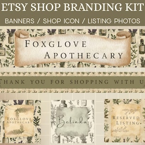 Apothecary Etsy Shop Kit, Etsy Branding Kit For Etsy Sellers, Etsy Banner, Etsy Store Templates, Witchy Stiff