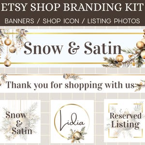 Elegant Christmas Etsy Shop Kit, Holiday Etsy Branding Kit For Etsy Sellers, Etsy Banner, Etsy Store Templates,