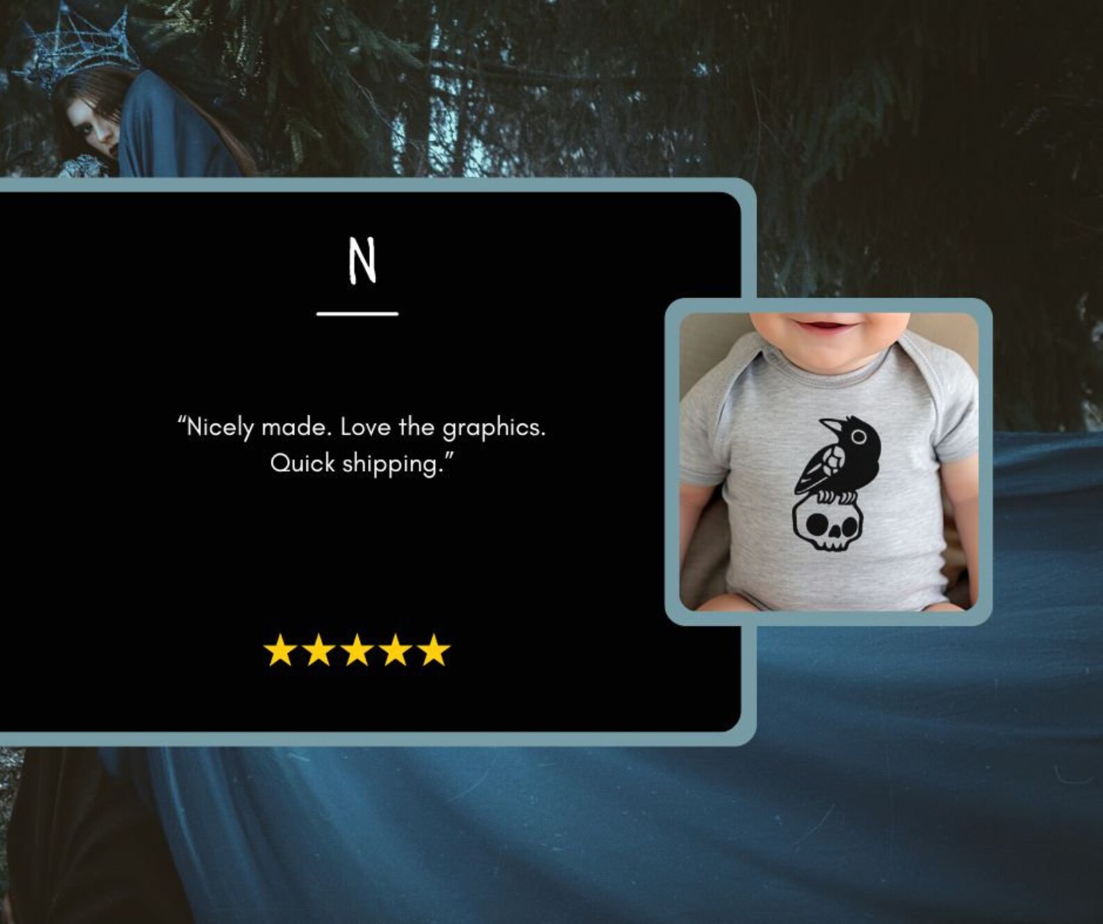 Nevermore Raven on Skull Bodysuit, Crow, Spooky Baby Clothes, Spooky ...