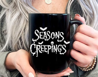 Seasons Creepings Christmas Coffee Mug, Creepy Cute Spooky Christmas Gift For Pagan Holiday, Gothic Christmas, Creepmas