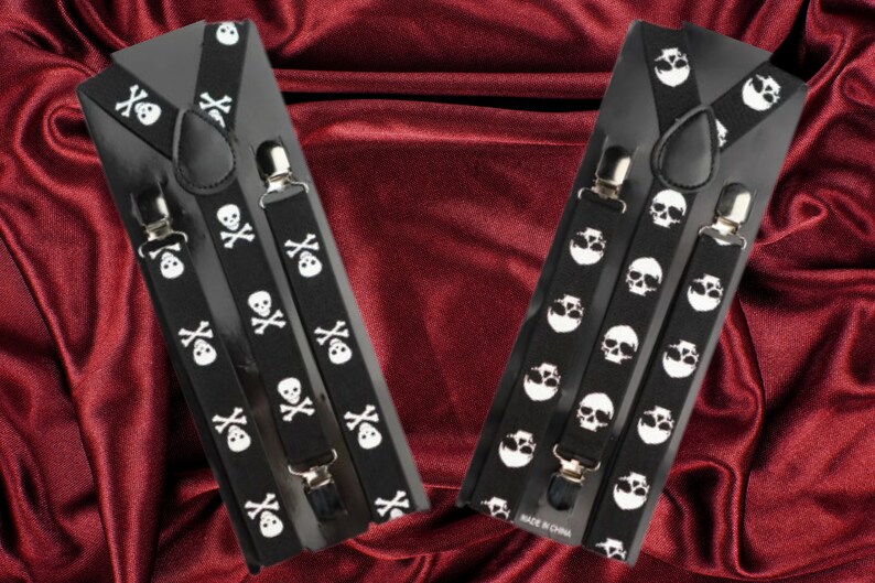 Skull Suspenders Skull and Crossbones Suspenders Mens Etsy