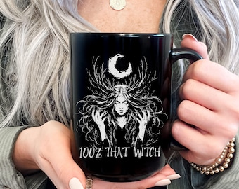 That Witch Coffee Mug, Crescent Moon Witchy Mug, Witch Gift For Pagan Holiday, Witchy Stuff, Solstice Equinox