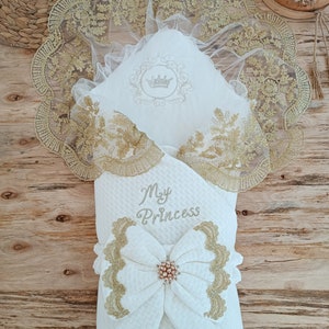 Lace Newborn Swaddle Blanket: Unisex Baby Wrap (85x85 cm)
