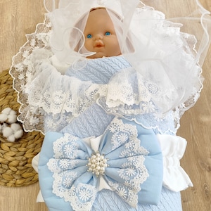Lange pour nouveau-né en dentelle : motif princesse bébé fille (85 x 85 cm)