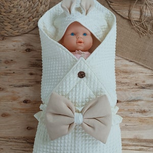 Multipurpose Newborn Swaddle Blanket / 86x86 cm Seattle / lace, prince, princess / Baby Girl & Boy unisex Swaddle blanket