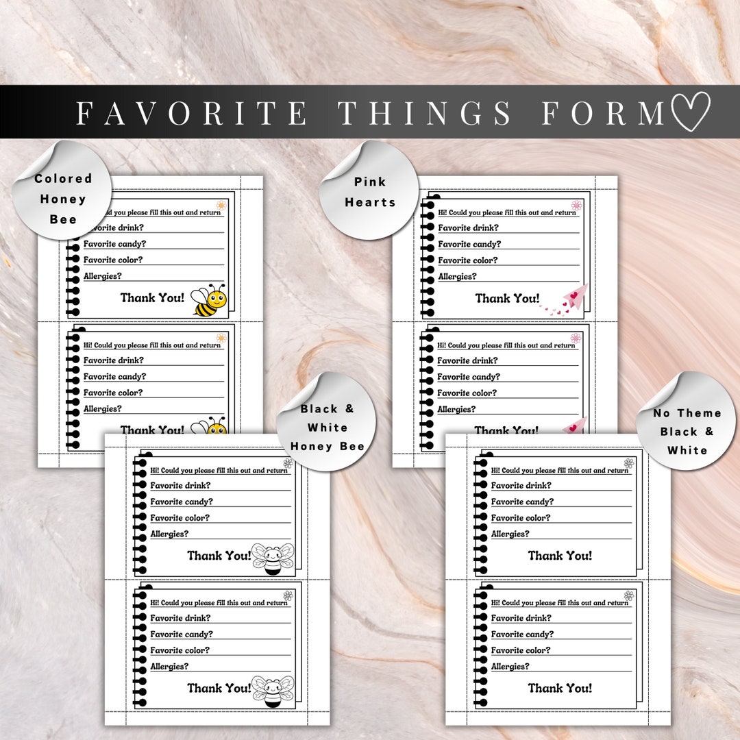 Printable Teacher Questionnaire, Favorite Things Survey, Teacher Appreciation Favorites ...